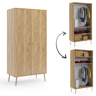Kombinierter Kleiderschrank 100 cm NILSA - Eiche Gold/Braun