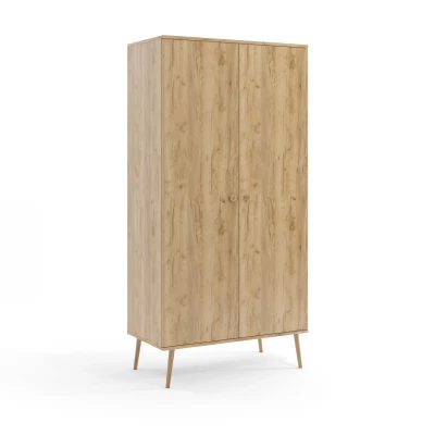 Kombinierter Kleiderschrank 100 cm NILSA - Eiche Gold/Braun