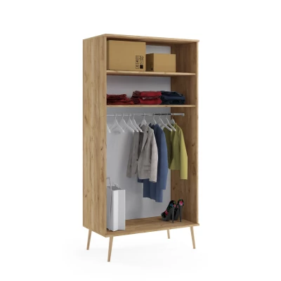 Kombinierter Kleiderschrank 100 cm NILSA - Eiche Gold/Braun