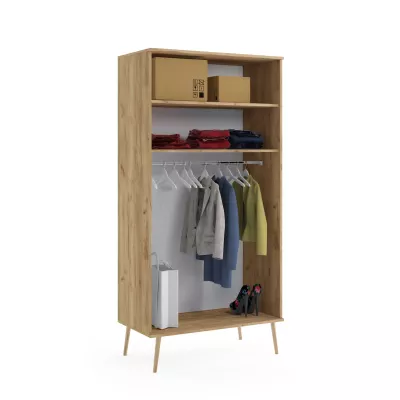 Kombinierter Kleiderschrank 100 cm NILSA - Eiche Gold/Braun