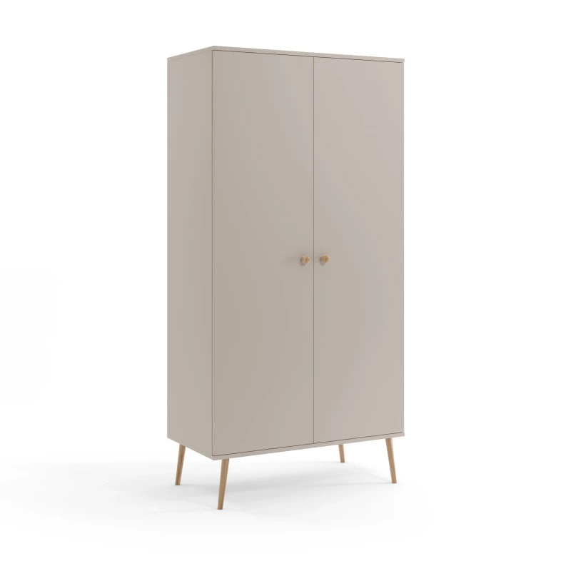 Kombinierter Kleiderschrank 100 cm NILSA - Kaschmir / Braun