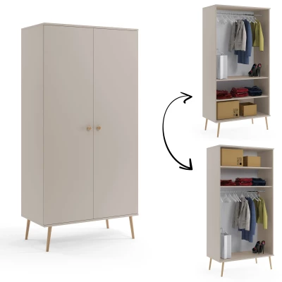 Kombinierter Kleiderschrank 100 cm NILSA - Kaschmir / Braun