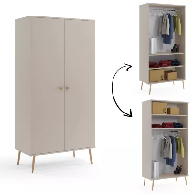 Kombinierter Kleiderschrank 100 cm NILSA - Kaschmir / Braun