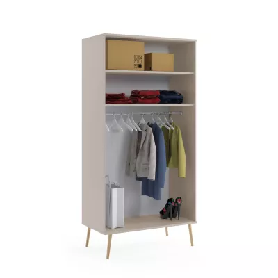 Kombinierter Kleiderschrank 100 cm NILSA - Kaschmir / Braun