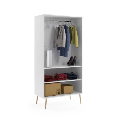 Kombinierter Kleiderschrank 100 cm NILSA - weiß/braun