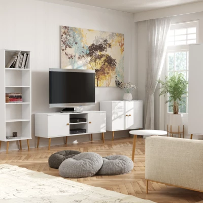 Kombinierter Kleiderschrank 100 cm NILSA - weiß/braun