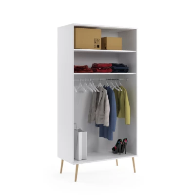 Kombinierter Kleiderschrank 100 cm NILSA - weiß/braun