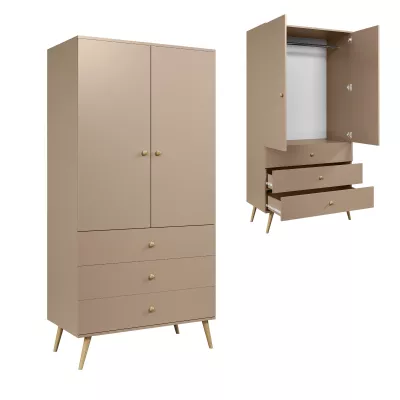 Kinderkleiderschrank mit zwei Türen, 100 cm, NILSA – beige/braun