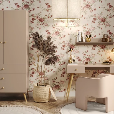 Kinderkleiderschrank mit zwei Türen, 100 cm, NILSA – beige/braun