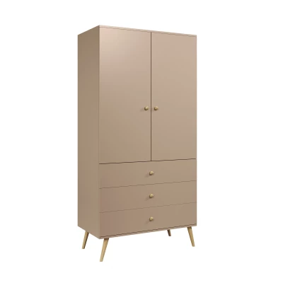 Kinderkleiderschrank mit zwei Türen, 100 cm, NILSA – beige/braun