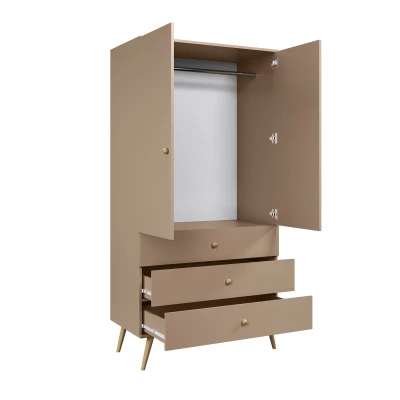 Kinderkleiderschrank mit zwei Türen, 100 cm, NILSA – beige/braun