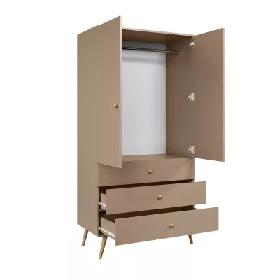 Kinderkleiderschrank mit zwei Türen, 100 cm, NILSA – beige/braun