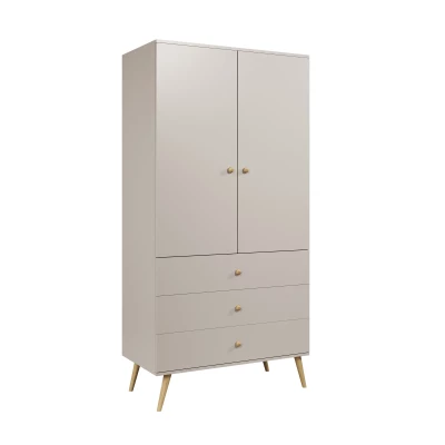 Kinderkleiderschrank mit zwei Türen, 100 cm, NILSA – Kaschmir/Braun