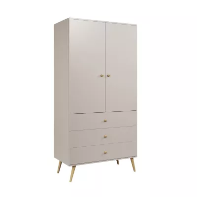 Kinderkleiderschrank mit zwei Türen, 100 cm, NILSA – Kaschmir/Braun