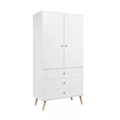 Kinderkleiderschrank mit zwei Türen, 100 cm, NILSA – weiß/braun