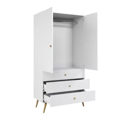 Kinderkleiderschrank mit zwei Türen, 100 cm, NILSA – weiß/braun
