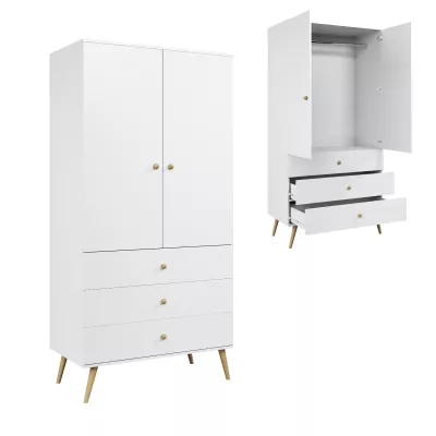 Kinderkleiderschrank mit zwei Türen, 100 cm, NILSA – weiß/braun