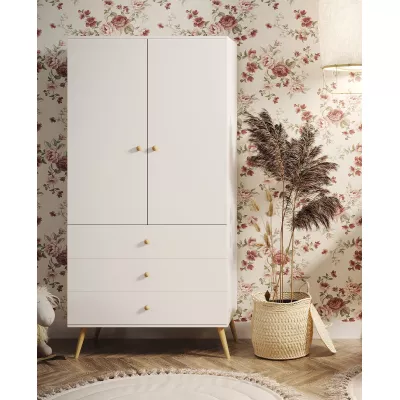 Kinderkleiderschrank mit zwei Türen, 100 cm, NILSA – weiß/braun