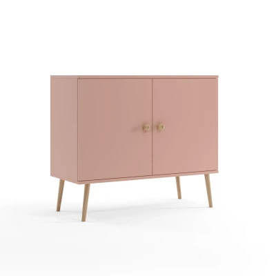 Kommode mit Türen NILSA - rosa/braun