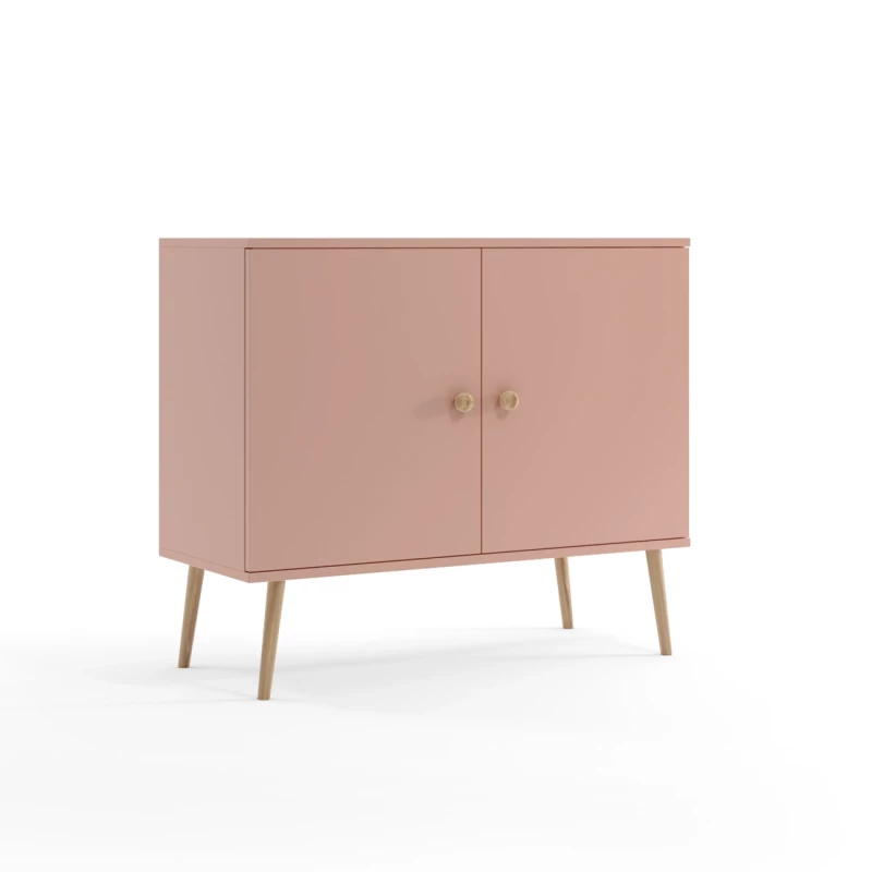 Kommode mit Türen NILSA - rosa/braun