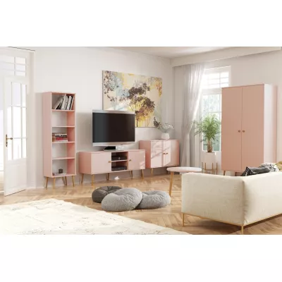 Kommode mit Türen NILSA - rosa/braun