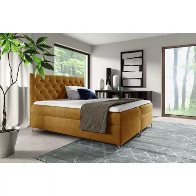 Boxspringbett VENDELIN – 120 x 220 cm, gelb + GRATIS Matratzenauflage