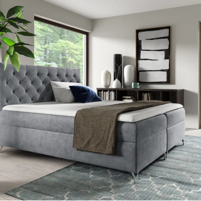 Boxspringbett VENDELIN – 120 x 220 cm, grau + GRATIS Matratzenauflage