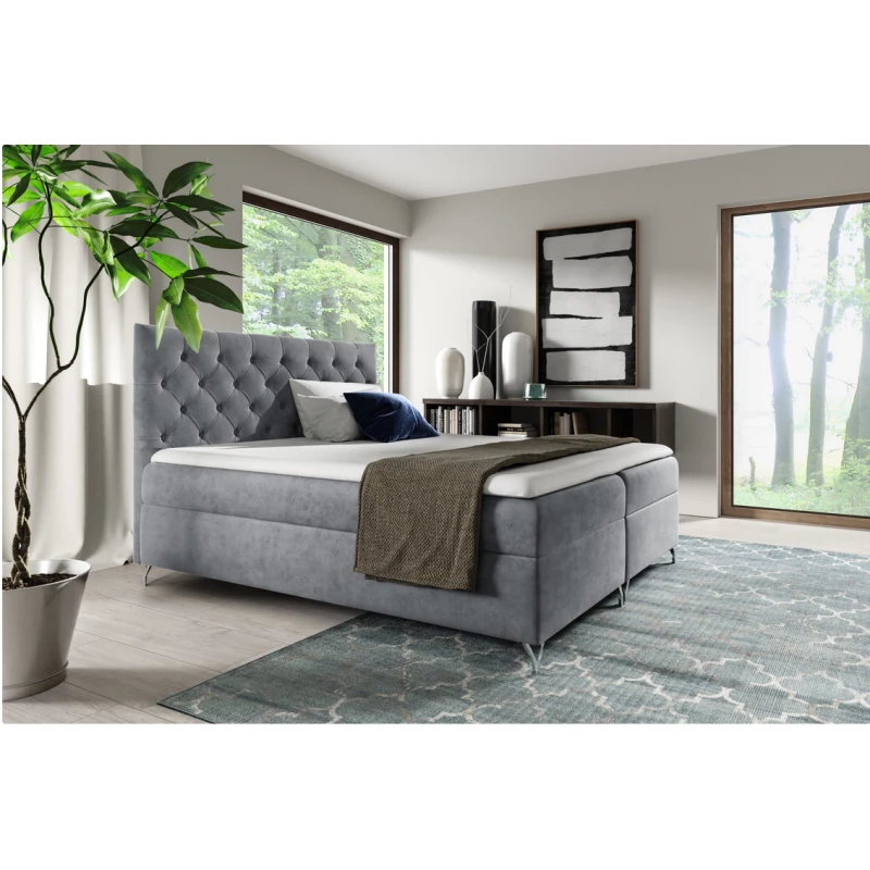 Boxspringbett VENDELIN – 120 x 220 cm, grau + GRATIS Matratzenauflage