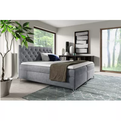 Boxspringbett VENDELIN – 120 x 220 cm, grau + GRATIS Matratzenauflage