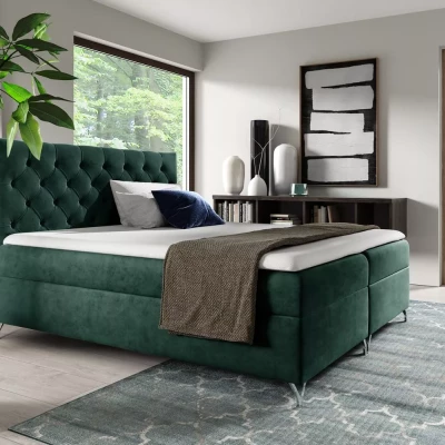 Boxspringbett VENDELIN – 120 x 220 cm, grün + GRATIS Matratzenauflage