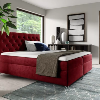 Boxspringbett VENDELIN – 120 x 220 cm, rot + GRATIS Matratzenauflage