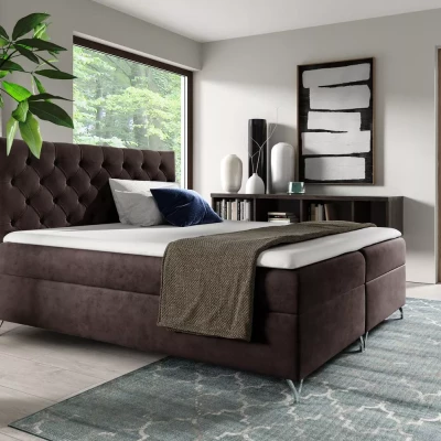 Boxspringbett VENDELIN – 120 x 220 cm, braun + GRATIS Matratzenauflage