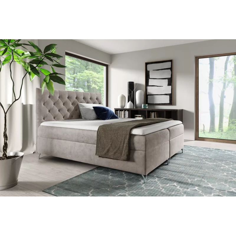 Boxspringbett VENDELIN – 120 x 220 cm, beige + GRATIS Matratzenauflage