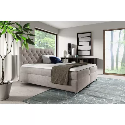 Boxspringbett VENDELIN – 120 x 220 cm, beige + GRATIS Matratzenauflage