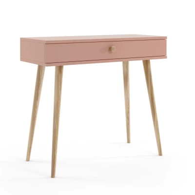 Schminktisch mit Schublade NILSA - rosa/braun