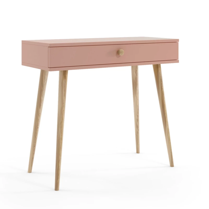 Schminktisch mit Schublade NILSA - rosa/braun