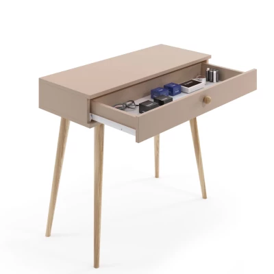 Schminktisch mit Schublade NILSA - beige/braun