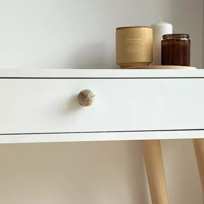 Schminktisch mit Schublade NILSA - weiß/braun