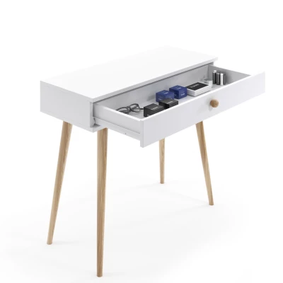 Schminktisch mit Schublade NILSA - weiß/braun