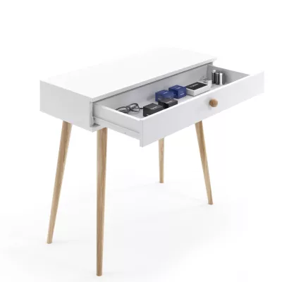 Schminktisch mit Schublade NILSA - weiß/braun
