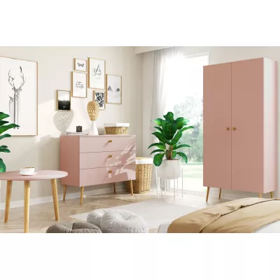 Runder Couchtisch NILSA - rosa/braun