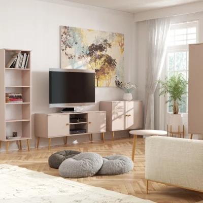 Runder Couchtisch NILSA – beige/braun