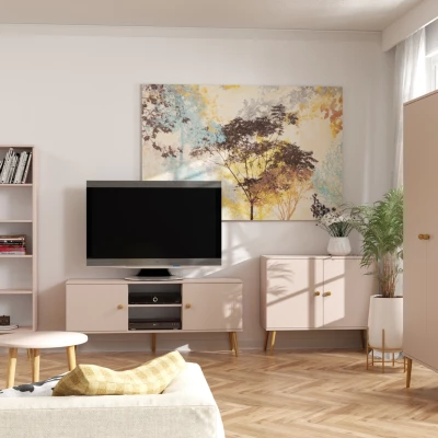 Runder Couchtisch NILSA – beige/braun