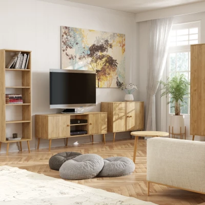 Runder Couchtisch NILSA - Eichenholz, Gold/Braun
