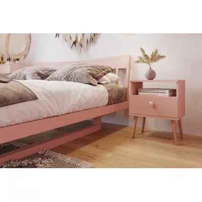 NILSA Nachttisch mit Schublade - rosa/braun