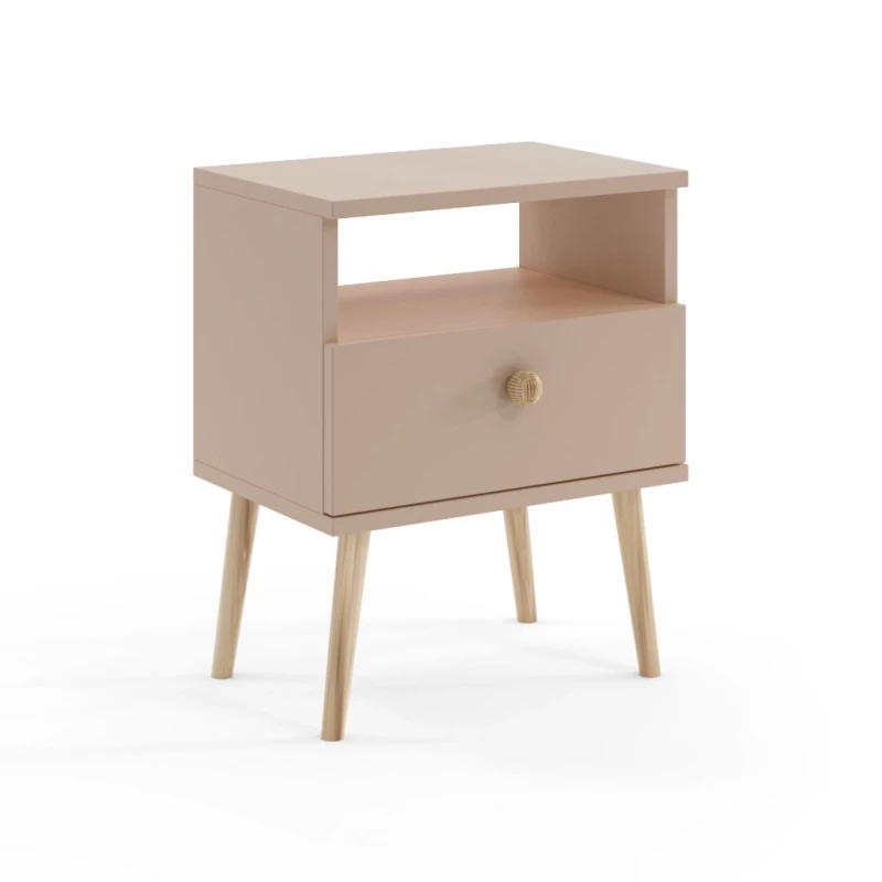 NILSA Nachttisch mit Schublade - beige/braun