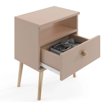 NILSA Nachttisch mit Schublade - beige/braun