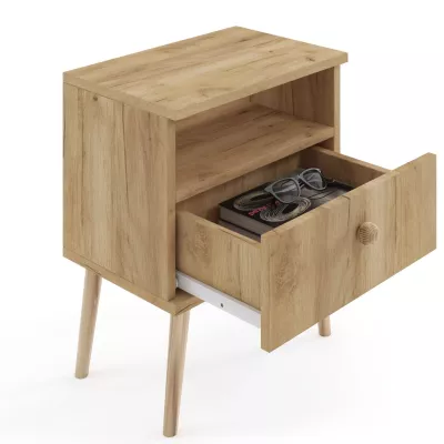 NILSA Nachttisch mit Schublade – Eiche Gold/Braun