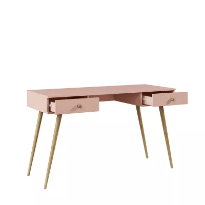 Kinderschreibtisch mit Schubladen NILSA - rosa/braun