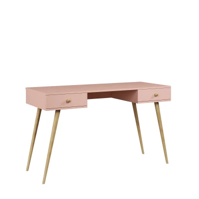 Kinderschreibtisch mit Schubladen NILSA - rosa/braun
